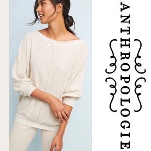 Anthro Ivory Cream Waffle Knit Batwing Top